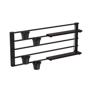 Raft de perete cu ghivece de flori și iluminare LED SHELF 50x118 cm negru imagine