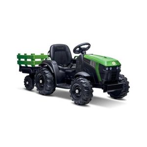 Tractor electric cu remorcă, pentru copii 2x30W/7000 mAh negru/verde + telecomandă imagine