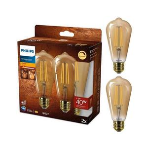 SET 2x bec LED dimabil VINTAGE Philips ST64 E27/4, 2W/230V 2200K imagine