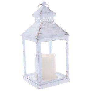 Lanternă cu lumânare LED Vintage, 10 x 20 x 10 cm, alb cald, plastic imagine