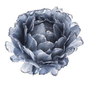 Ornament de Crăciun Floare gri și albastră 10 cm, pene, cu scrunchie imagine