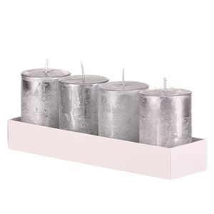 Set lumânări de Advent argint, 4 buc, parafină, 8cm, argintiu imagine