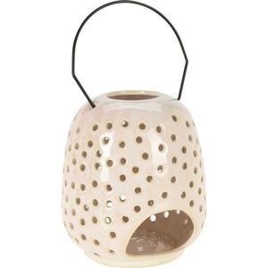 Felinar ceramic Dots crem, 15 x 23 cm imagine