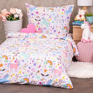 Set lenjerie de pat din bumbac pentru copii Unicorn imagine