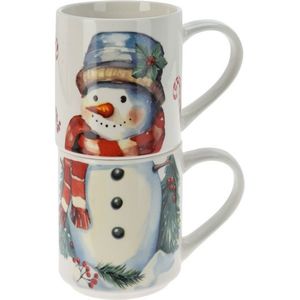 Set de 2 căni Snowman, 265 ml, porțelan imagine