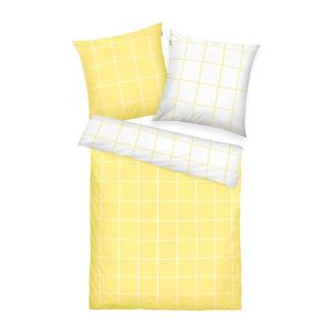 Lenjerie de pat din bumbac Tom Tailor Light Lemon & Crisp White, 200 x 220 cm, 2 buc 80 x 80 cm imagine