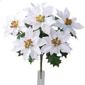 Poinsettia artificială de Crăciun albă, 30 cm imagine