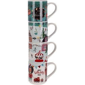 Set de 4 căni Winter, 265 ml, porțelan imagine