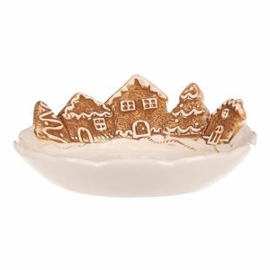 Tavă decorativă cu căsuțe din turtă dulce, ceramică, dia. 15 cm imagine