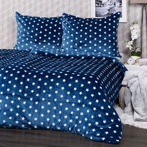 Lenjerie pat 1pers., 4Home microflanel Stars albastru, 140 x 200 cm, 70 x 90 cm imagine