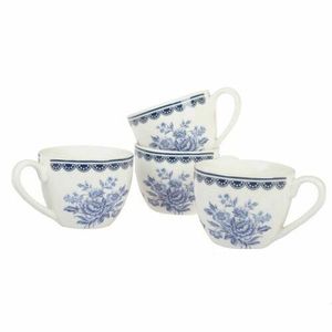 Set de 4 cești din porțelan Blue Rose, 90 ml imagine