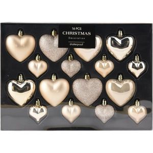 Set de ornamente de Crăciun Heart gold, 16 buc, auriu imagine