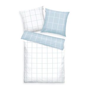 Lenjerie de pat din bumbac Tom Tailor Crisp White & Sky Blue, 200 x 220 cm, 2 buc 80 x 80 cm imagine