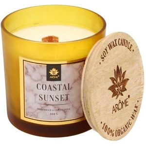 Arome Soy Candle Coastal Sunset 400 g cu fitil dinlemn și capac imagine