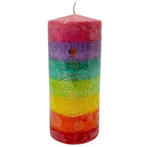 Lumânare tip stâlp Arome Chakra, neparfumată, 460g, 7 culori imagine