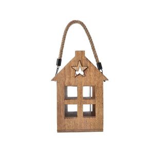 Felinar din lemn de mango 4Home Shining Star, 18 x 15 x 25 cm imagine