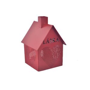 InDecor Suport metalic pentru lumânări House -Love red , 12 x 12 x 17 cm imagine