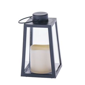 Lanternă cu lumânare LED Edera negru, 10 x 18 x 10cm, plastic, patină imagine