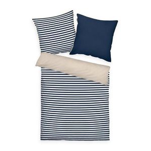 Tom Tailor Lenjerie de pat Percale Dark Navy - Sunny Sand, 140 x 200 cm, 70 x 90 cm imagine