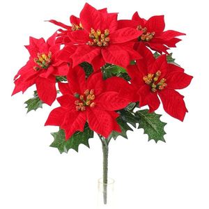 Poinsettia artificială, de Crăciun, roșu, 30 cm imagine