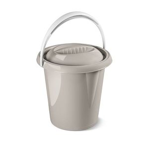 Găleată de plastic cu capac Pastel, 12 l, bej imagine