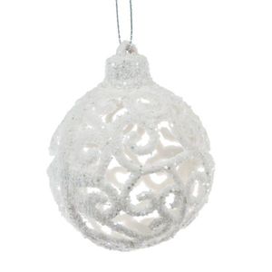 Ornament de Crăciun Carlita Ball alb, 7 cm, plastic imagine