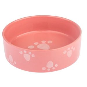 Bol ceramic pentru câine Paw roz, 15 x 5 cm imagine