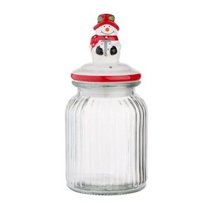 Altom Borcan de sticlă cu capac ceramic Snowman 900 ml imagine