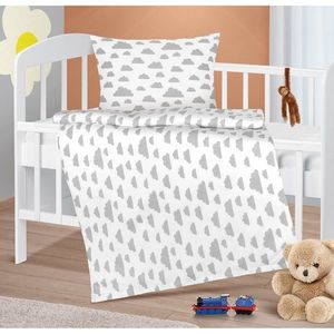 Lenjerie de pat din bumbac pentru copii Bellatex Agata Clouds gri, 90 x 135 cm, 45 x 60 cm imagine