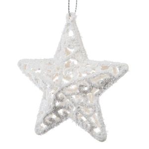 Ornament de Crăciun Carlita Star alb, 8 x 8 x 1, 5cm, plastic imagine