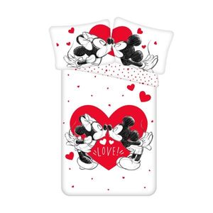 Lenjerie pat pentru copii Mickey and Minnie Love05 din bumbac, 140 x 200 cm, 70 x 90 cm imagine