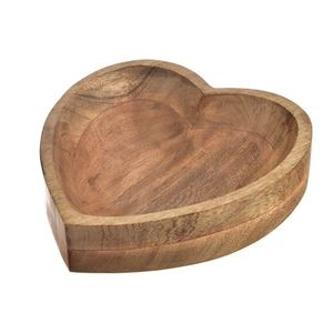 Bol decorativ din lemn de mango InDecor Heart, 25x 25 x 7 cm imagine