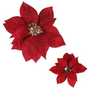 Floare artificială Poinsettia, roșu, diametru 20cm imagine