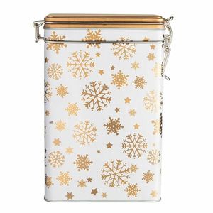 Doză de tablă Crăciun Altom Golden Snowflakes, 12 x 8 x 19 cm imagine