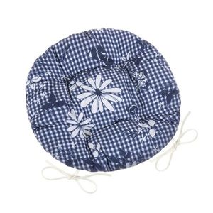 Perna de scaun Bellatex DITA rotundă matlasată Cuburi cu floare albastră, 40 cm imagine