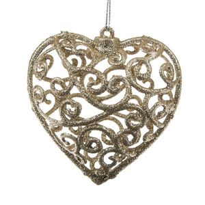 Ornament de Crăciun Carlita Heart aur, 10 x 10 x 2cm, plastic imagine