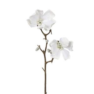 Floare artificială Magnolia înzăpezită albă, 49 cm imagine