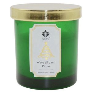 AromeCandelă în sticlă colorată cu capac, WoodlandPine, 125 g imagine