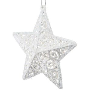 Ornament de Crăciun Carlita Star alb, 11, 5 x 11, 5 x 2 cm, plastic imagine