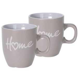 Set de căni din gresie ceramică Home 150 ml, 2 buc, maro deschis imagine