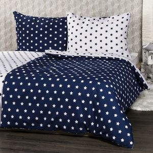 Lenjerie pat 2 pers. 4Home Stars Navy blue, 220 x 200 cm, 2 buc. 70 x 90 cm imagine