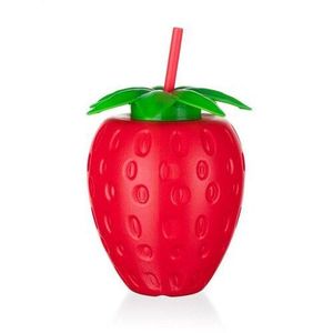 Sticlă de plastic cu pai Banquet STRAWBERRY, 880ml imagine