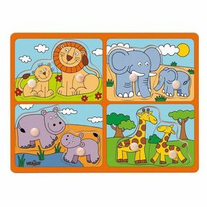 Puzzle Woody pentru cei mici cu mânere Animaleafricane imagine