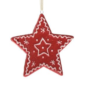 Decorațiune ceramică pentru agățat Star , 9 x 8, 7x 1 cm, roșu turtă dulce imagine