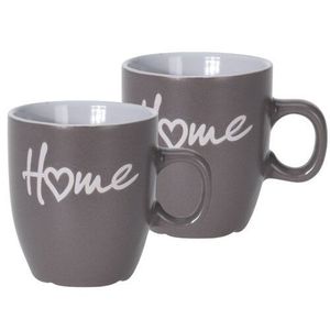 Set de căni din gresie ceramică Home 150 ml, 2 buc, maro închis imagine