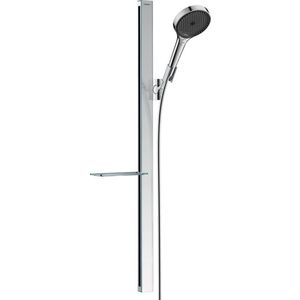 Set de dus Hansgrohe Rainfinity 130 3 tipuri de jet cu bara 90cm furtun 1.6m si savoniera crom imagine