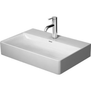 Lavoar Duravit DuraSquare Compact 60x40cm fara preaplin montare pe mobilier cu capac ceramic pentru ventil inclus alb imagine