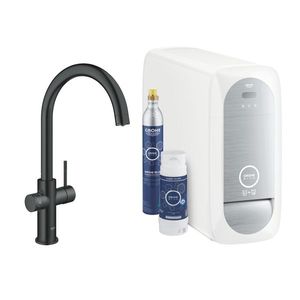 Baterie bucatarie Grohe Blue Home cu pipa C sistem filtrare starter kit velvet black imagine