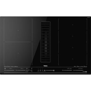 Plita cu inductie incorporabila cu hota integrata Teka AFF 87601 MST BK 80cm 4 zone max 301mc/h Fresh AIR design Cristal; imagine