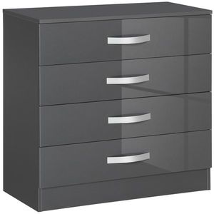 HOMCOM Comodă Elegantă cu 4 Sertare și Mânere Metalice pentru Dormitor și Living PAL 75x36x72cm Gri | Aosom Romania imagine